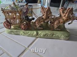 Vintage Capodimonte Porcelain Horse Drawn Carriage With Cinderella Italy