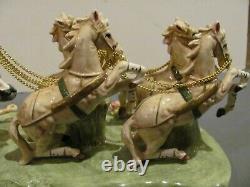 Vintage Capodimonte Porcelain Lady in Carriage with 4 Horses Figurine 14 Signed