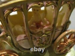 Vintage Capodimonte Porcelain Lady in Carriage with 4 Horses Figurine 14 Signed