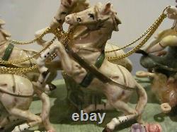 Vintage Capodimonte Porcelain Lady in Carriage with 4 Horses Figurine 14 Signed