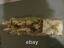 Vintage Capodimonte Porcelain Lady in Carriage with 4 Horses Figurine 14 Signed