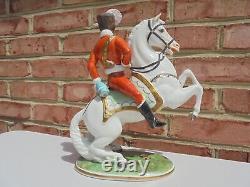 Vintage Capodimonte Porcelain Soldier on Rearing Horse Figure 11 1/4