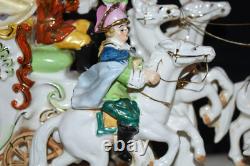 Vintage Capodimonte Style Porcelain Cinderella Carriage Horses TV Lamp 19LX8WX14