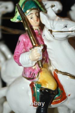 Vintage Capodimonte Style Porcelain Cinderella Carriage Horses TV Lamp 19LX8WX14