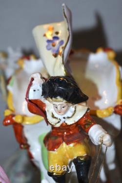 Vintage Capodimonte Style Porcelain Cinderella Carriage Horses TV Lamp 19LX8WX14