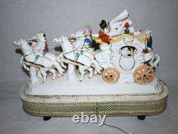Vintage Capodimonte Style Porcelain Cinderella Carriage Horses TV Lamp 19LX8WX14