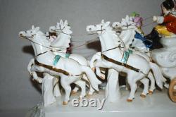 Vintage Capodimonte Style Porcelain Cinderella Carriage Horses TV Lamp 19LX8WX14