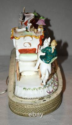 Vintage Capodimonte Style Porcelain Cinderella Carriage Horses TV Lamp 19LX8WX14