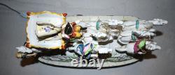 Vintage Capodimonte Style Porcelain Cinderella Carriage Horses TV Lamp 19LX8WX14