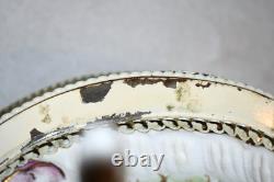 Vintage Capodimonte Style Porcelain Cinderella Carriage Horses TV Lamp 19LX8WX14