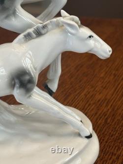 Vintage Carl Scheidig Grafenthal Porcelain Group Of Running Horses Figurine