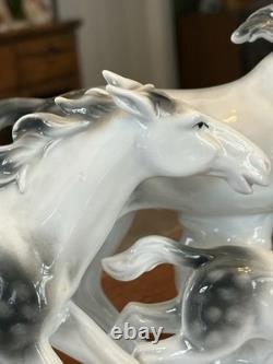 Vintage Carl Scheidig Grafenthal Porcelain Group Of Running Horses Figurine