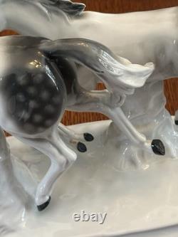 Vintage Carl Scheidig Grafenthal Porcelain Group Of Running Horses Figurine