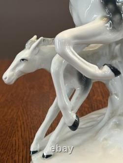 Vintage Carl Scheidig Grafenthal Porcelain Group Of Running Horses Figurine