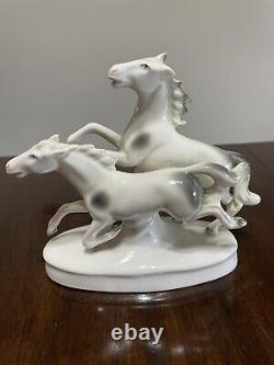 Vintage Carl Scheidig Grafenthal Running Horses Porcelain 6 Long Figure Germany