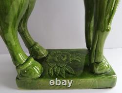 Vintage Ceramic Horse Figurine Chinese Ceramic War Horse 22 H X 20 L