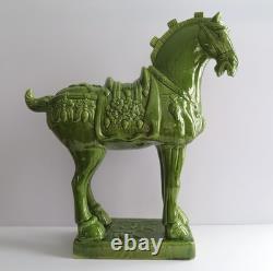 Vintage Ceramic Horse Figurine Chinese Ceramic War Horse 22 H X 20 L
