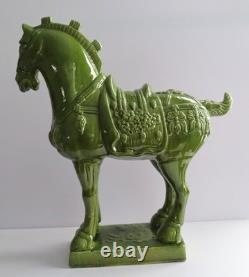 Vintage Ceramic Horse Figurine Chinese Ceramic War Horse 22 H X 20 L