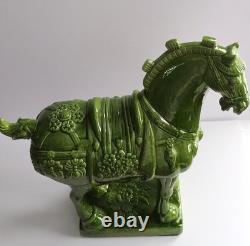 Vintage Ceramic Horse Figurine Chinese Ceramic War Horse 22 H X 20 L