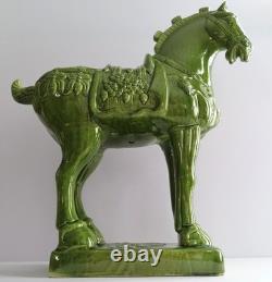 Vintage Ceramic Horse Figurine Chinese Ceramic War Horse 22 H X 20 L