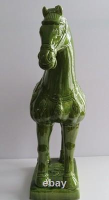 Vintage Ceramic Horse Figurine Chinese Ceramic War Horse 22 H X 20 L