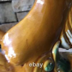 Vintage Ceramic Horse Figurine Porcelain Statue Tricolor Pottery Large Tang Rare