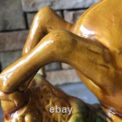 Vintage Ceramic Horse Figurine Porcelain Statue Tricolor Pottery Large Tang Rare