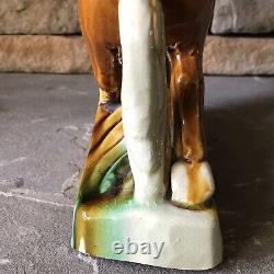 Vintage Ceramic Horse Figurine Porcelain Statue Tricolor Pottery Large Tang Rare