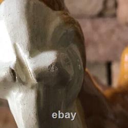Vintage Ceramic Horse Figurine Porcelain Statue Tricolor Pottery Large Tang Rare