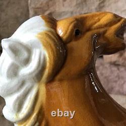 Vintage Ceramic Horse Figurine Porcelain Statue Tricolor Pottery Large Tang Rare