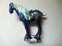 Vintage Ceramic Tang Horse Figures Tri-Color Glazed lot 6 Wonderful Condition