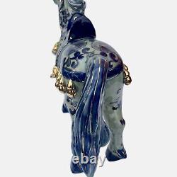 Vintage Chinese Floral Glazed Porcelain Horse Statue Gold Leaf