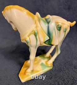 Vintage Chinese Tang Dynasty Sancai Glaze Porcelain War Horse Figurines Lot