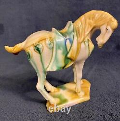 Vintage Chinese Tang Dynasty Sancai Glaze Porcelain War Horse Figurines Lot