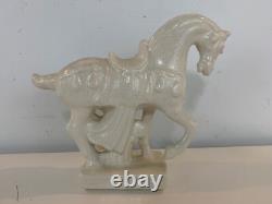 Vintage Chinese Tang Dynasty Style White Ceramic Horse Figurine