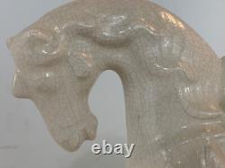 Vintage Chinese Tang Dynasty Style White Ceramic Horse Figurine