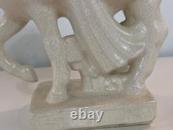 Vintage Chinese Tang Dynasty Style White Ceramic Horse Figurine