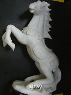 Vintage Chinese Tang Dynasty Style White Ceramic Horse Figurine Decor gift 18'H