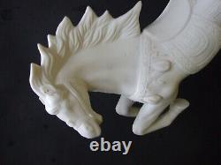 Vintage Chinese Tang Dynasty Style White Ceramic Horse Figurine Decor gift 18'H