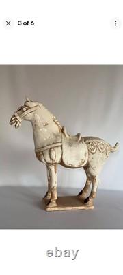Vintage Chinese Tang Dynasty War Horse Figurine White Sancai Glaze Porcelain 5