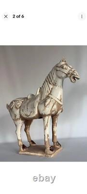 Vintage Chinese Tang Dynasty War Horse Figurine White Sancai Glaze Porcelain 5