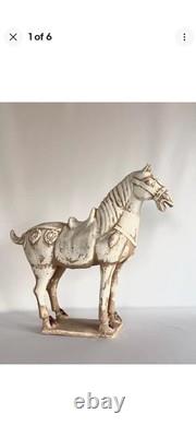 Vintage Chinese Tang Dynasty War Horse Figurine White Sancai Glaze Porcelain 5