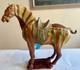 Vintage Chinese Tang Style Sancai Glazed Ceramic Horse Figurine War Horse