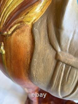 Vintage Chinese Tang Style Sancai Glazed Ceramic Horse Figurine War Horse