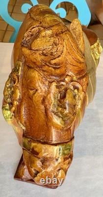 Vintage Chinese Tang Style Sancai Glazed Ceramic Horse Figurine War Horse