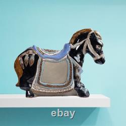 Vintage Chinoiserie Ceramic Glossy Glaze Ceramic Horse Sculpture Centerpiece 17
