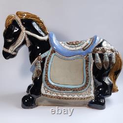 Vintage Chinoiserie Ceramic Glossy Glaze Ceramic Horse Sculpture Centerpiece 17