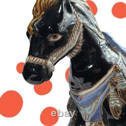 Vintage Chinoiserie Ceramic Glossy Glaze Ceramic Horse Sculpture Centerpiece 17