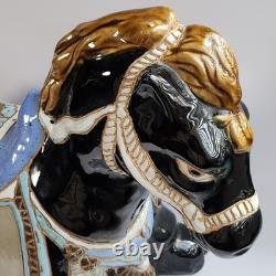 Vintage Chinoiserie Ceramic Glossy Glaze Ceramic Horse Sculpture Centerpiece 17