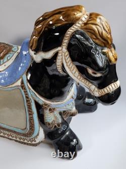 Vintage Chinoiserie Ceramic Glossy Glaze Ceramic Horse Sculpture Centerpiece 17